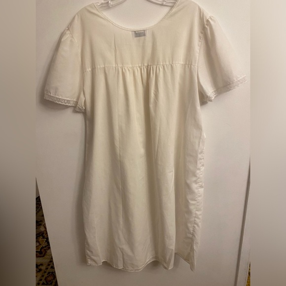 Vintage XL French Maid white midi night gown 80s Cotton - Picture 2 of 8